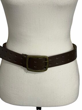 Torrid sz 1 Classic Brown Leather Belt with Antique Look Brass Buckle